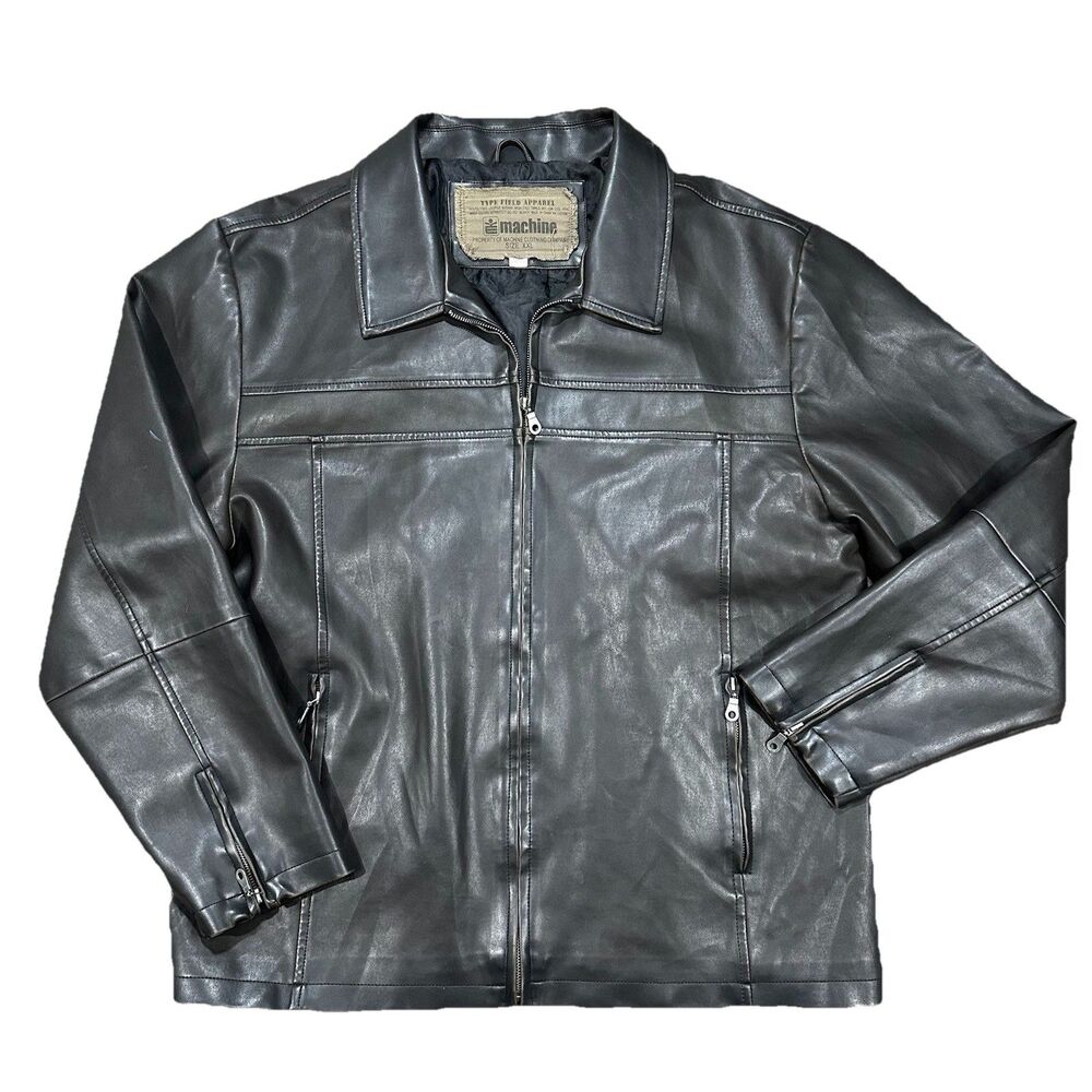 Machine Type Field Apparel Men's Size XXL Faux Leather Brown Jacket Coat